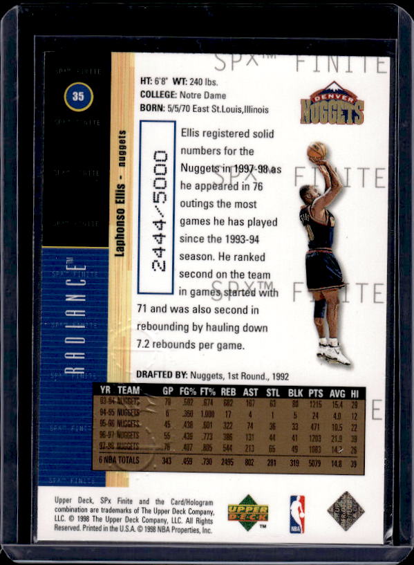 1998-99 SPx Finite #35 LaPhonso Ellis Radiance #/5000