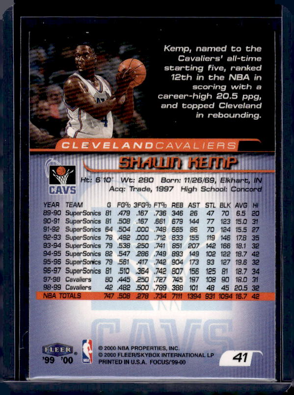 1999-00 Fleer Focus #41 Shawn Kemp