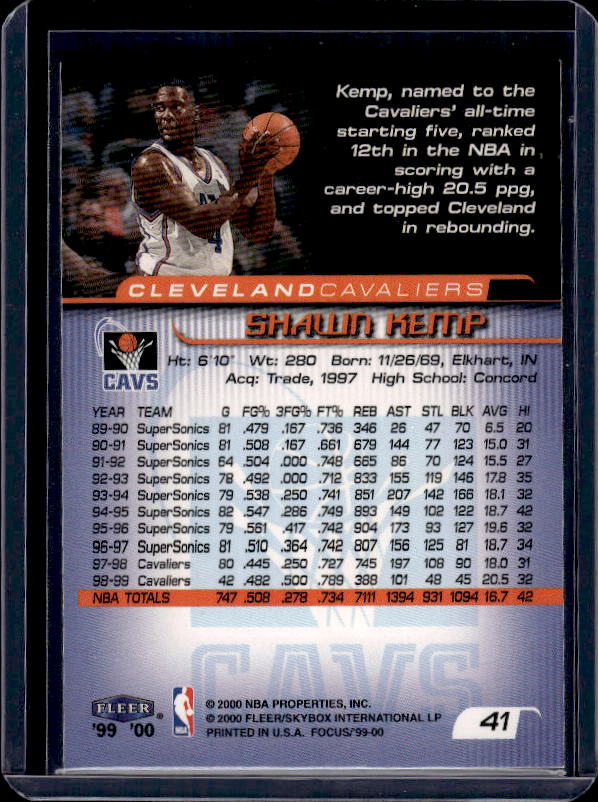 1999-00 Fleer Focus #41 Shawn Kemp