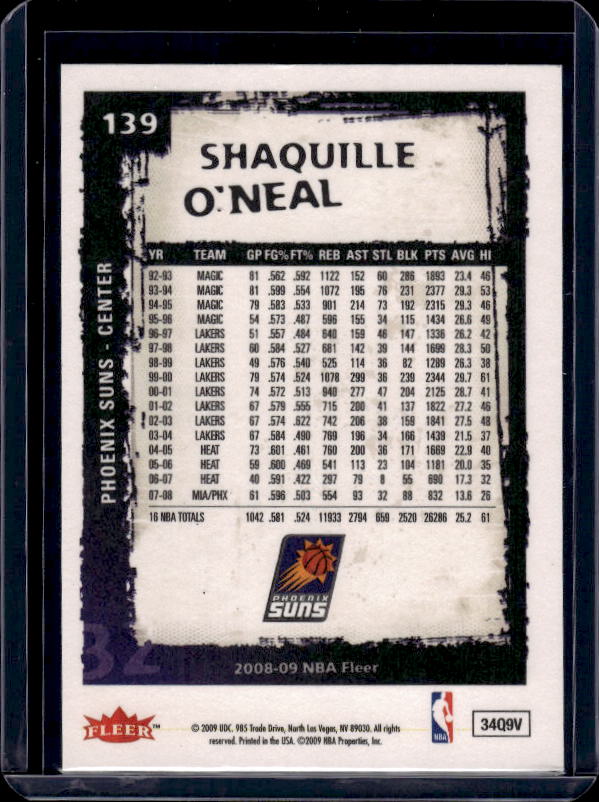 2008-09 Fleer #139 Shaquille O'Neal