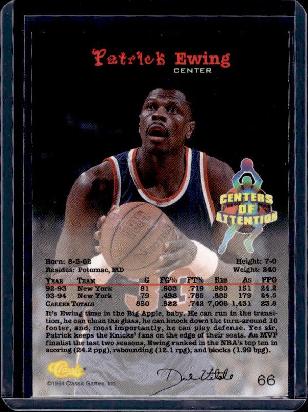 1994 Classic Draft #66 Patrick Ewing