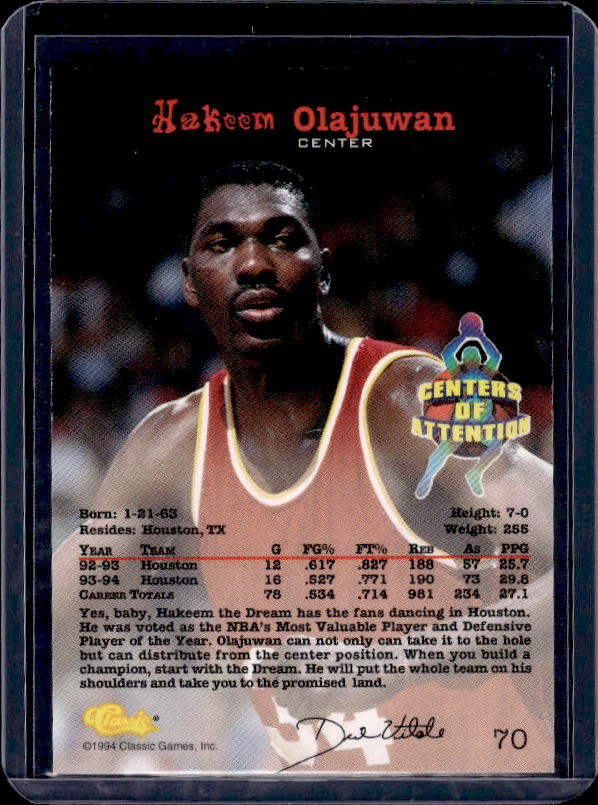 1994 Classic Draft #70b Hakeem Olajuwon