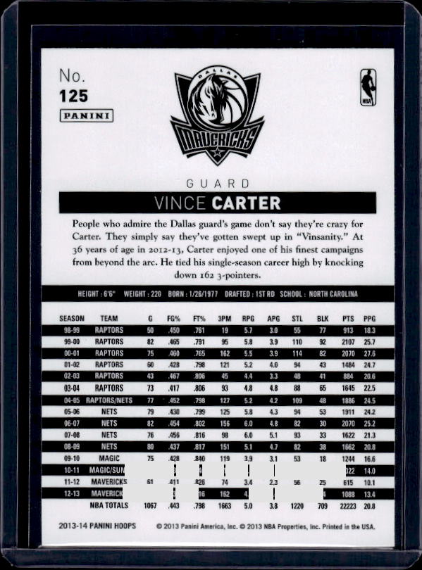 2013-14 Hoops #125 Vince Carter
