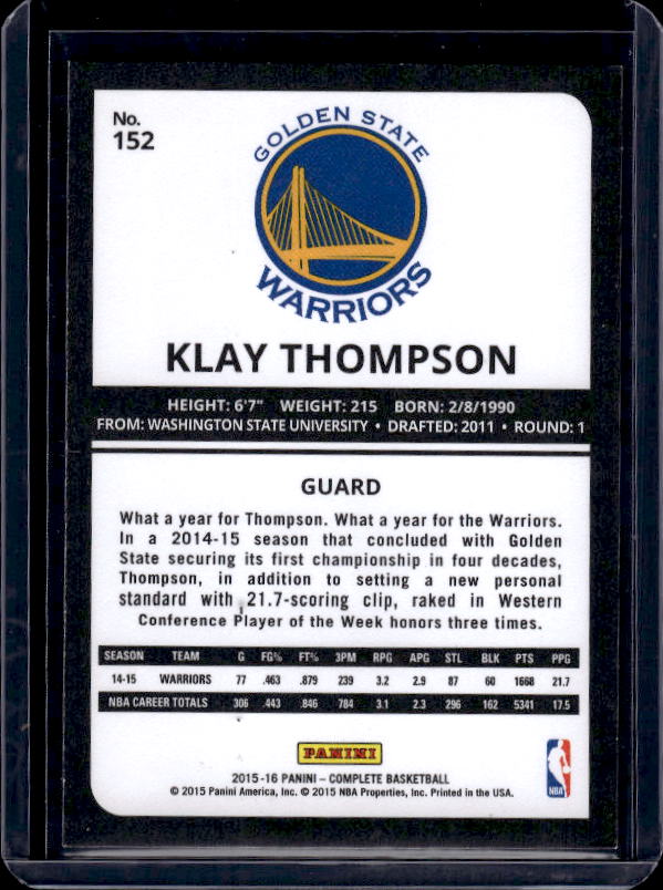 2015-16 Panini Complete #152 Klay Thompson