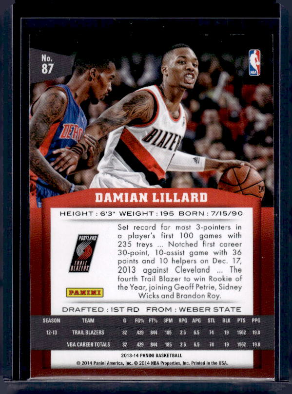 2013-14 Panini #87 Damian Lillard