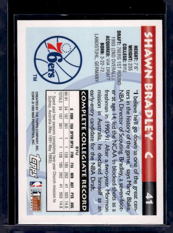 1993-94 Topps #41 Shawn Bradley