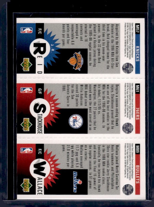 1996-97 Collector's Choice Italian #M89 Rasheed Wallace / Stackhouse / Reid