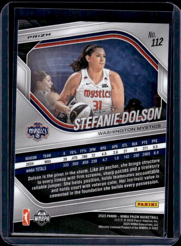 2025 Panini Prizm WNBA #112 Stefanie Dolson Orange Ice Prizms