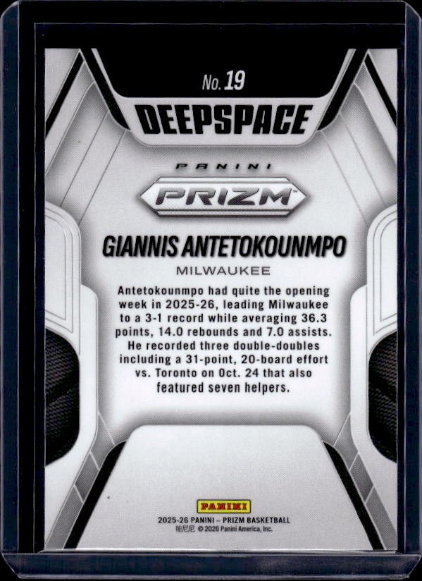 2025-26 Panini Prizm #19 Giannis Antetokounmpo Deep Space