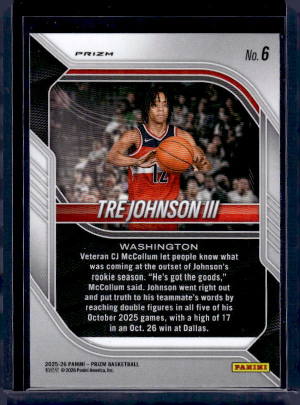 2025-26 Panini Prizm #6 Tre Johnson III Purple Wave Prizm