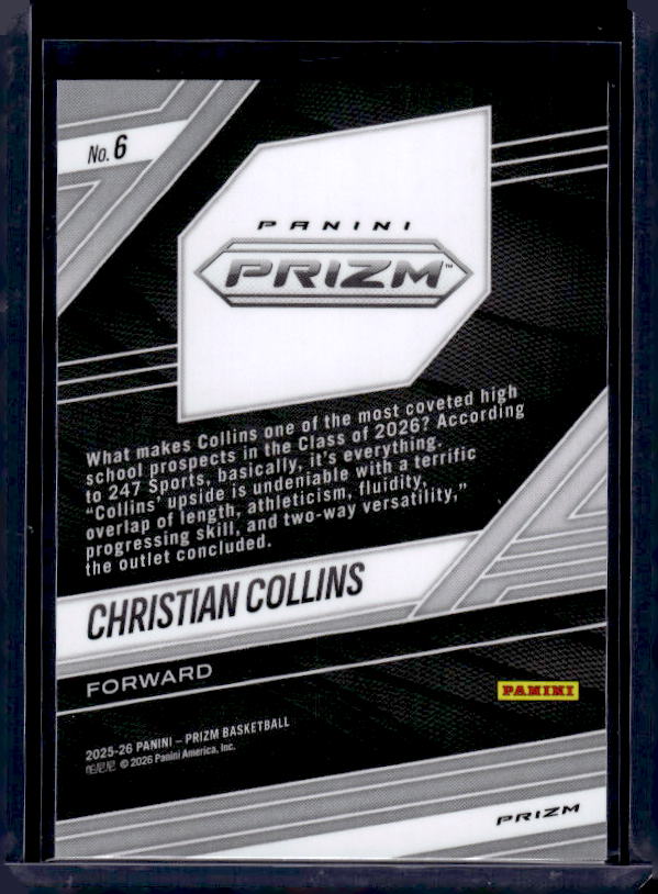 2025-26 Panini Prizm #6 Christian Collins Fearless Prizms Silver