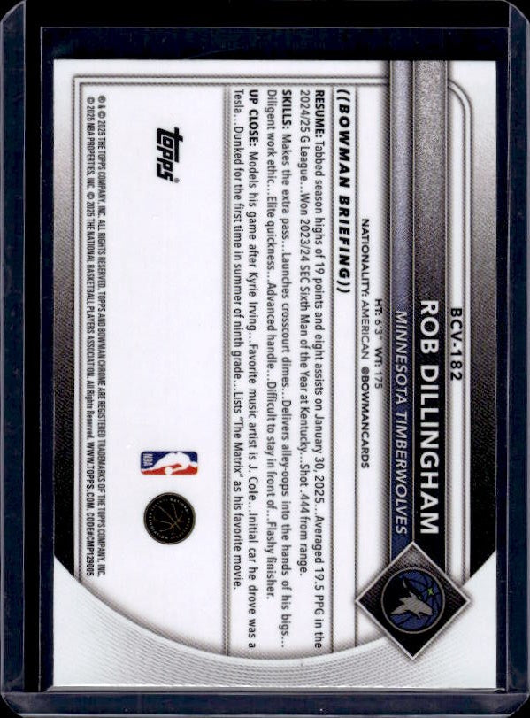 2025-26 Bowman #BCV-182 Rob Dillingham Chrome