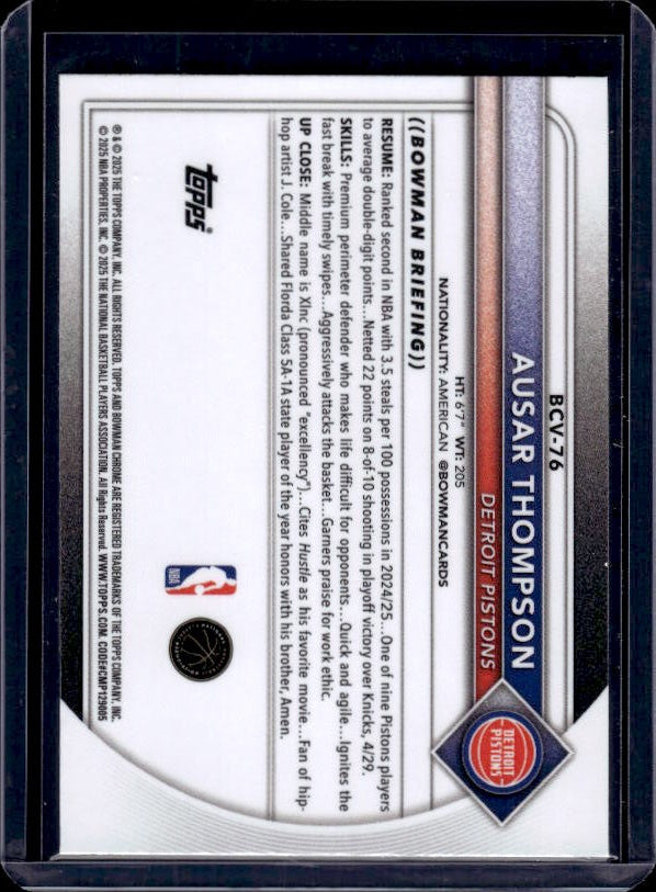 2025-26 Bowman #BCV-76 Ausar Thompson Chrome