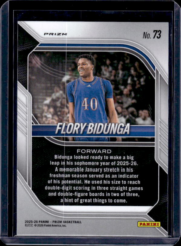 2025-26 Panini Prizm #73 Flory Bidunga Silver Prizm