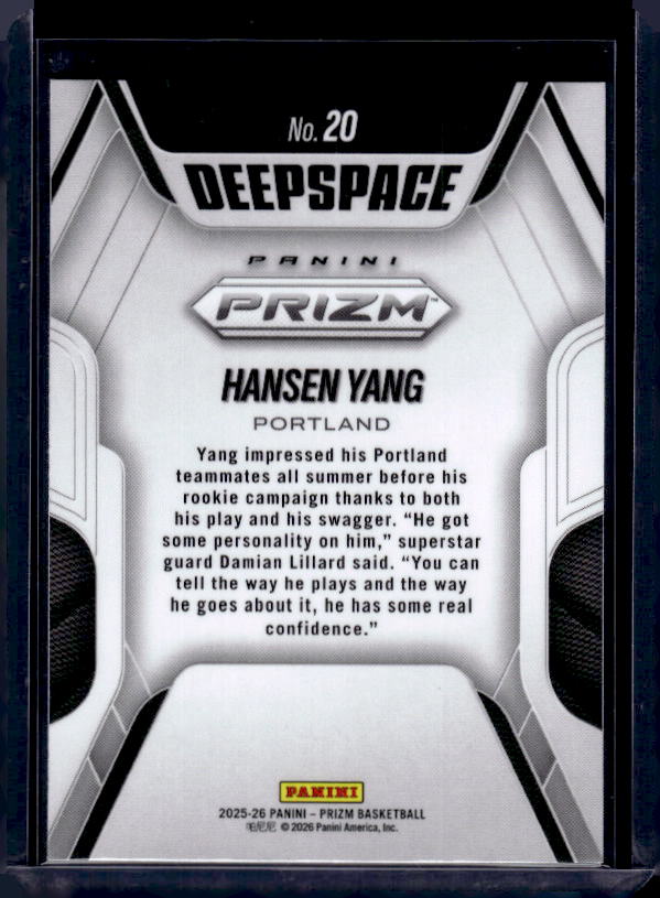 2025-26 Panini Prizm #20 Hansen Yang Deep Space