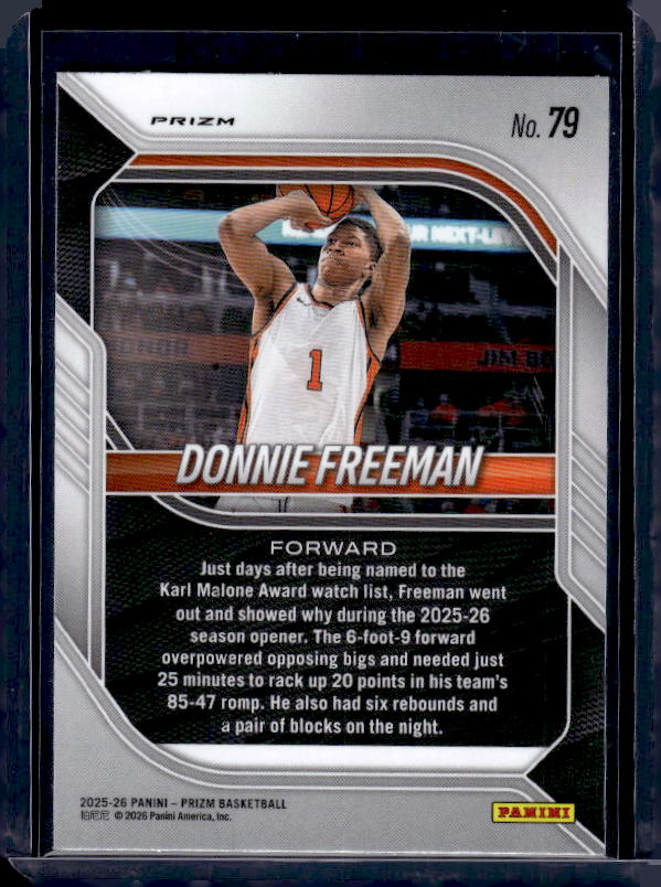 2025-26 Panini Prizm #79 Donnie Freeman Green Prizm