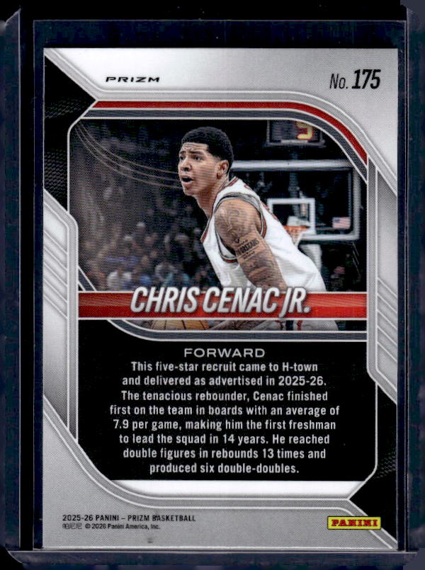 2025-26 Panini Prizm #175 Chris Cenac Jr. Orange Ice Prizm