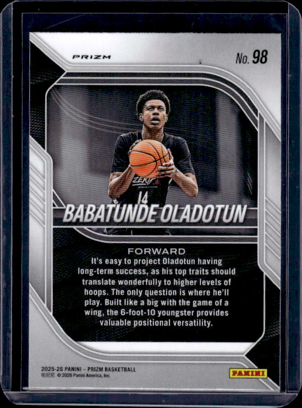2025-26 Panini Prizm #98 Babatunde Oladotun Orange Ice Prizm