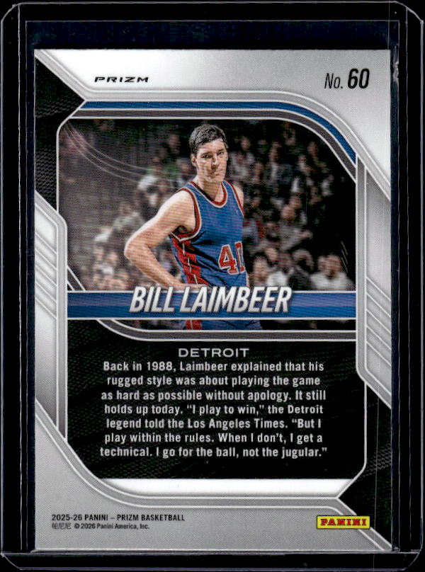 2025-26 Panini Prizm #60 Bill Laimbeer Orange Ice Prizm
