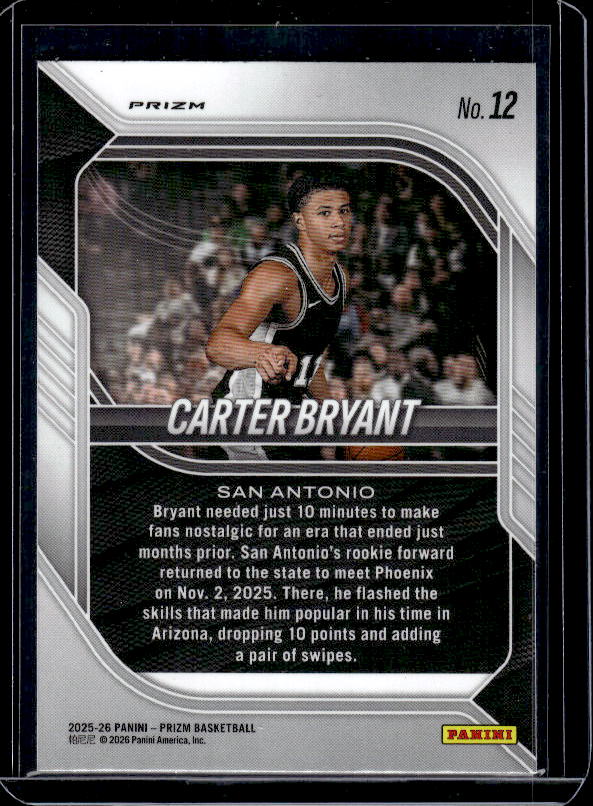 2025-26 Panini Prizm #12 Carter Bryant Silver Prizm