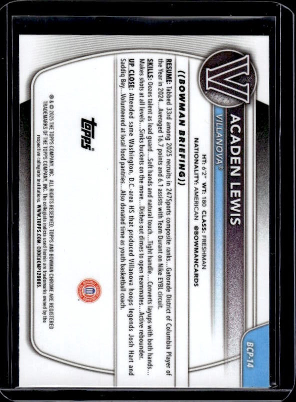 2025-26 Bowman #BCP-14 Acaden Lewis Chrome Prospects