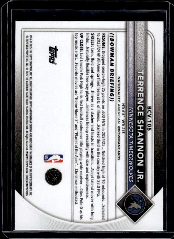 2025-26 Bowman #105 Terrence Shannon Jr.