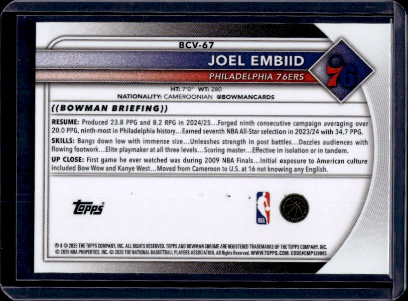 2025-26 Bowman #67 Joel Embiid