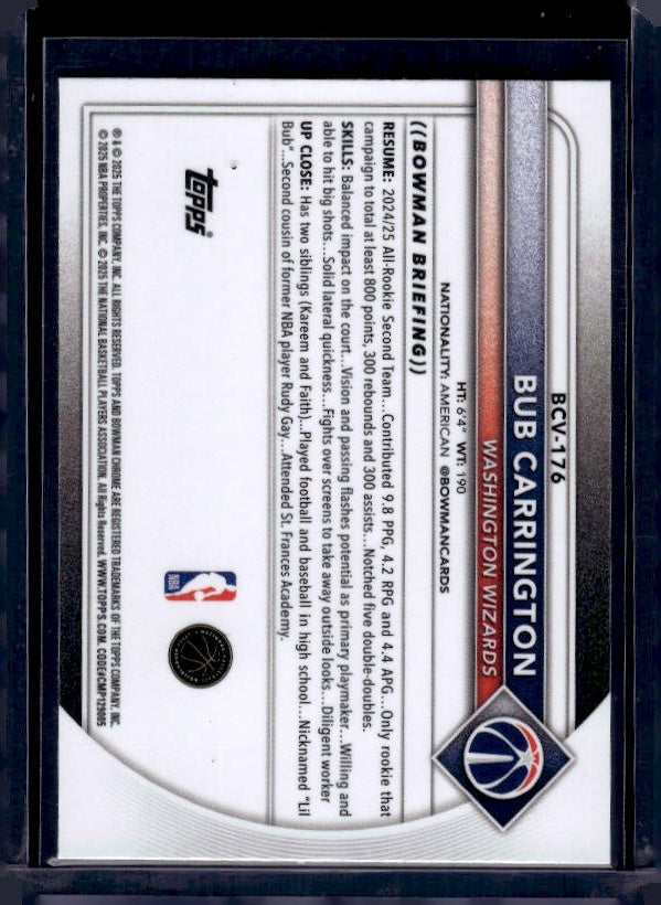 2025-26 Bowman #BCV-176 Bub Carrington Chrome Mojo Refractors