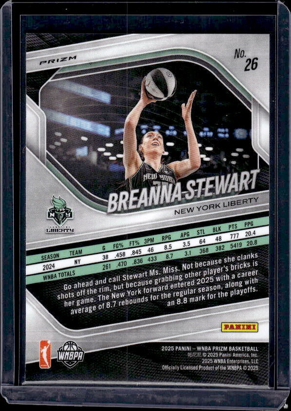 2025 Panini Prizm WNBA #26 Breanna Stewart Green Prizms