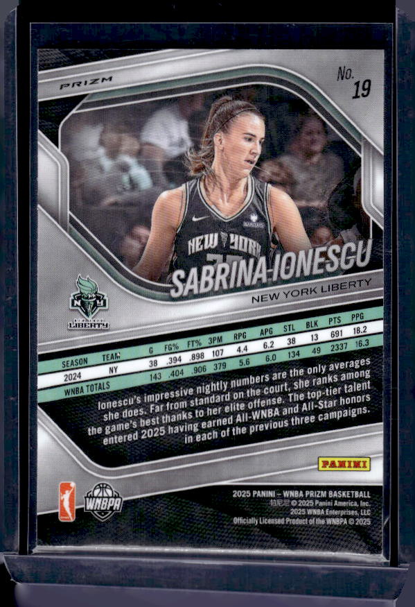 2025 Panini Prizm WNBA #19 Sabrina Ionescu White Seismic Prizms