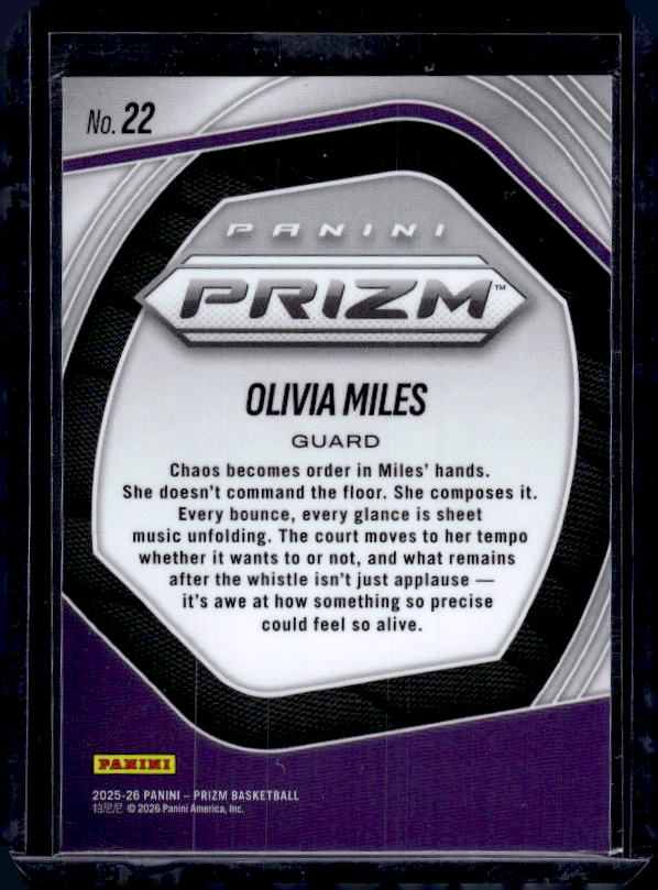 2025-26 Panini Prizm #22 Olivia Miles Kaleidoscopic
