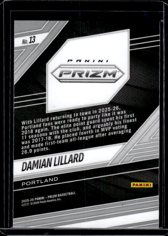 2025-26 Panini Prizm #13 Damian Lillard Fearless