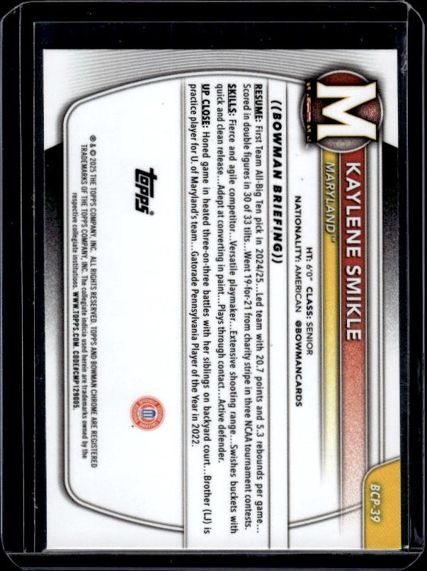 2025-26 Bowman #BCP-39 Kaylene Smikle Chrome Prospects