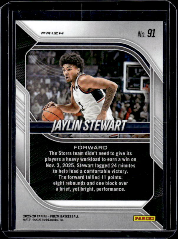2025-26 Panini Prizm #91 Jaylin Stewart Silver Prizm