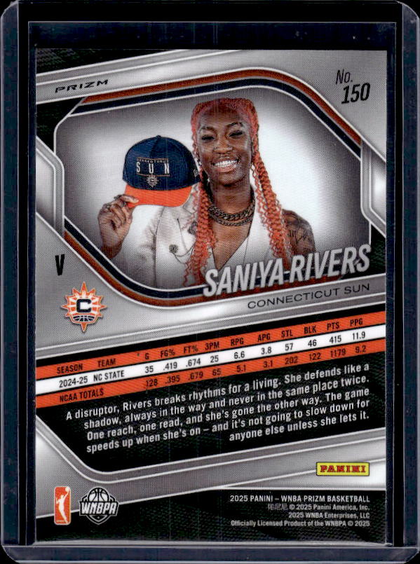 2025 Panini Prizm WNBA #150 Saniya Rivers Silver Prizms