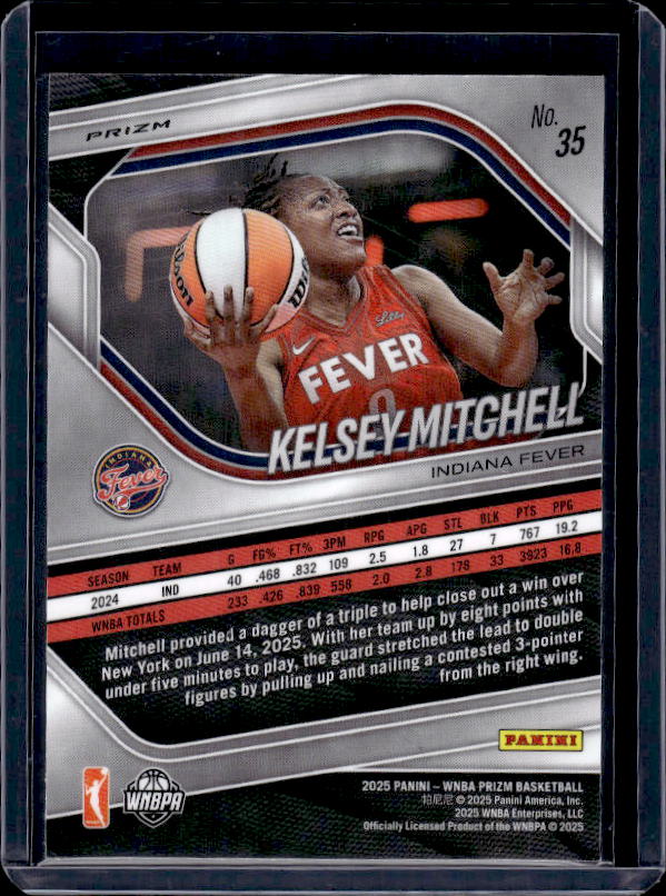 2025 Panini Prizm WNBA #35 Kelsey Mitchell White Seismic Prizms