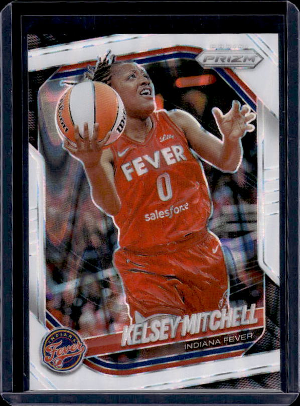 2025 Panini Prizm WNBA #35 Kelsey Mitchell White Seismic Prizms