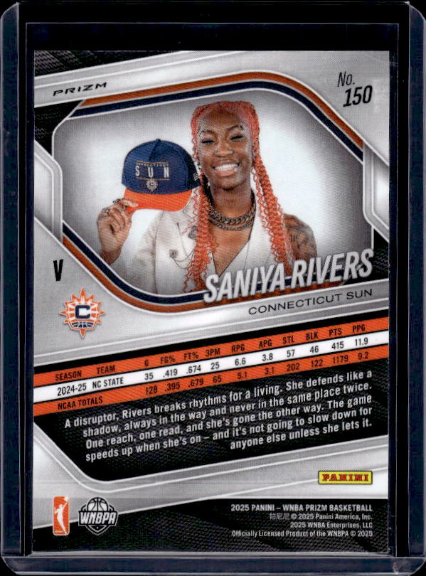 2025 Panini Prizm WNBA #150 Saniya Rivers Silver Prizms