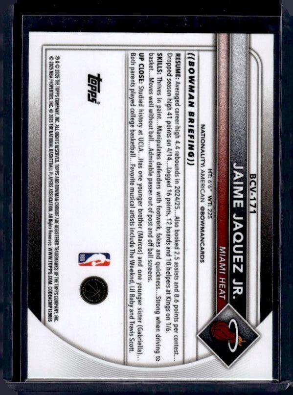 2025-26 Bowman #BCV-171 Jaime Jaquez Jr. Chrome