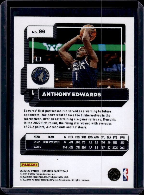 2022-23 Donruss #96 Anthony Edwards