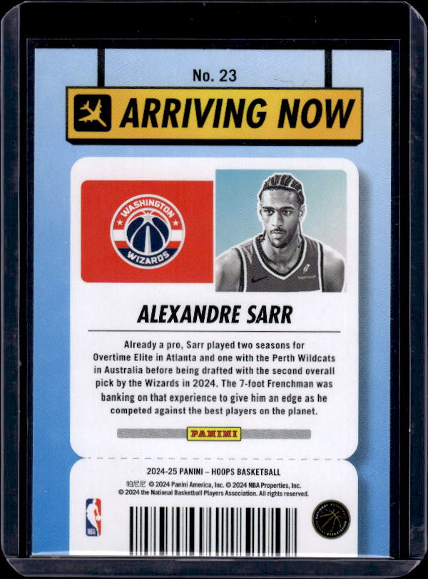 2024-25 Hoops #23 Alexandre Sarr Arriving Now