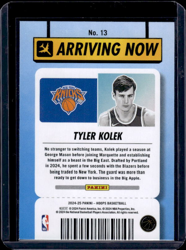 2024-25 Hoops #13 Tyler Kolek Arriving Now
