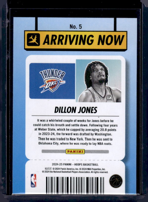 2024-25 Hoops #5 Dillon Jones Arriving Now