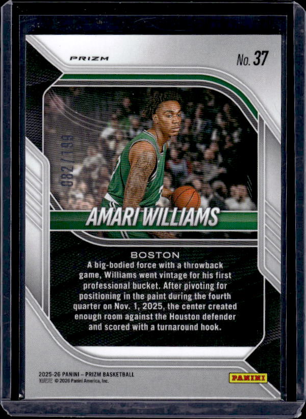 2025-26 Panini Prizm #37 Amari Williams Blue Seismic Prizm #/199