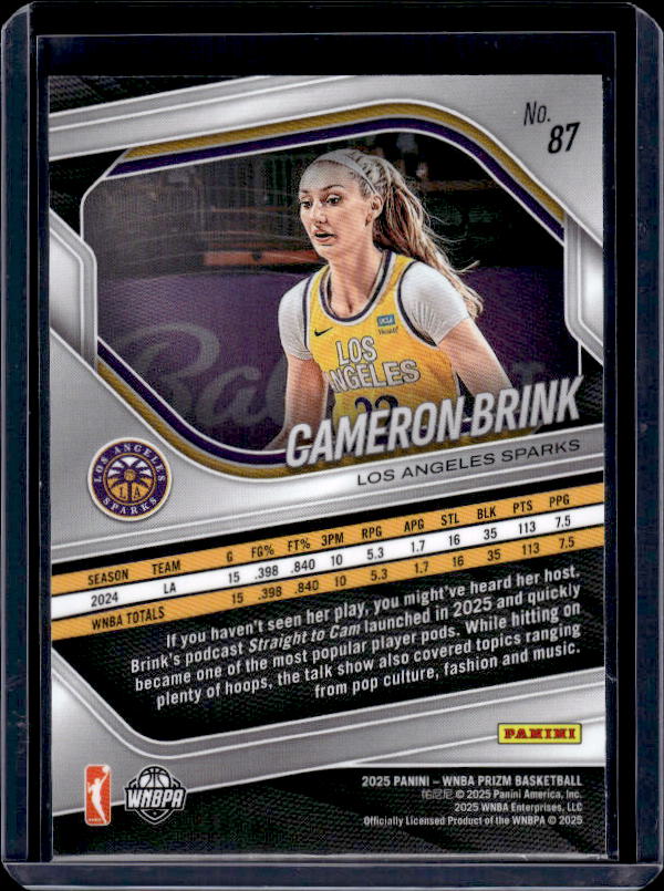2025 Panini Prizm WNBA #87 Cameron Brink