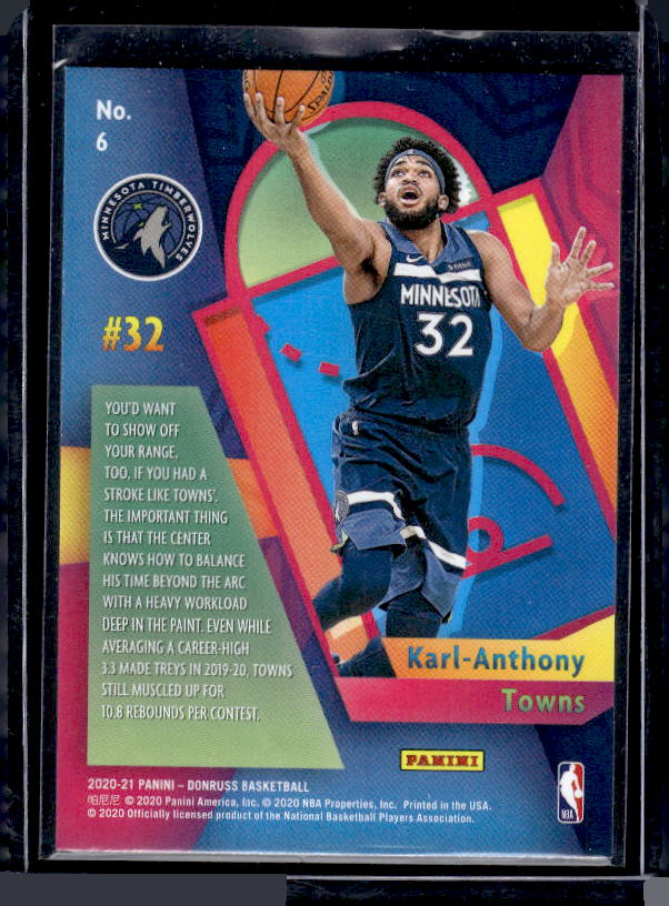 2020-21 Donruss #6 Karl-Anthony Towns Power in the Paint