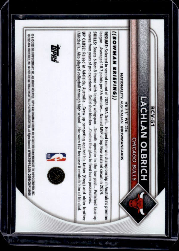 2025-26 Bowman #BCV-51 Lachlan Olbrich Chrome Reptilian Refractor