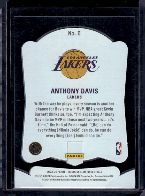 2023-24 Donruss Elite #6 Anthony Davis Glass Masters