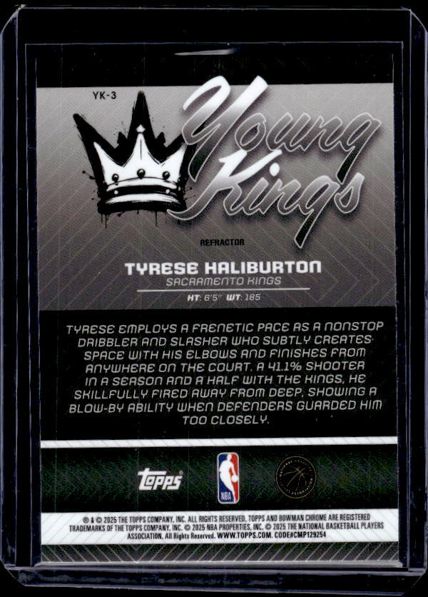 2025-26 Bowman #YK-3 Tyrese Haliburton Young Kings Refractor