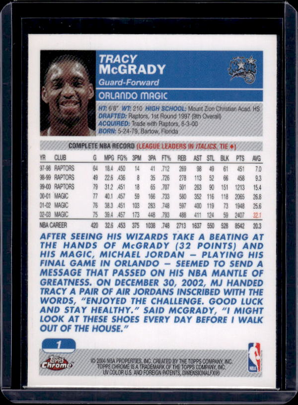 2003-04 Topps Chrome #1 Tracy McGrady